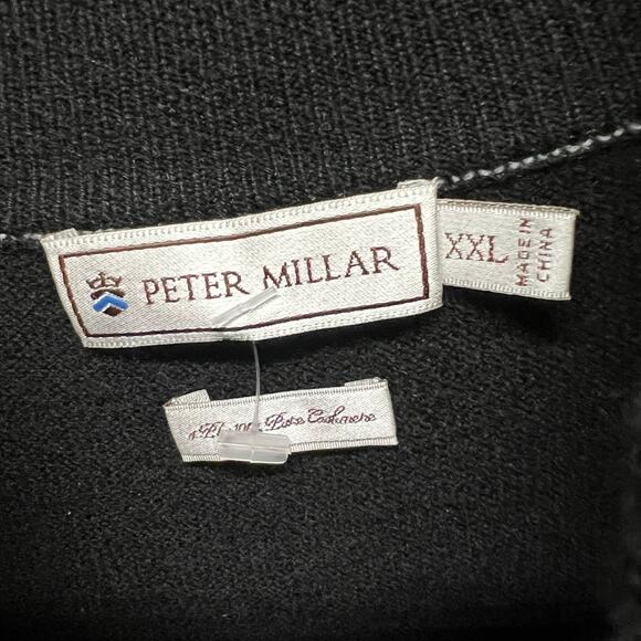 Peter Millar Sweater Mens XXL Black 100% Pure Cashmere 1/4 Zip Modern Preppy - Picture 9 of 13